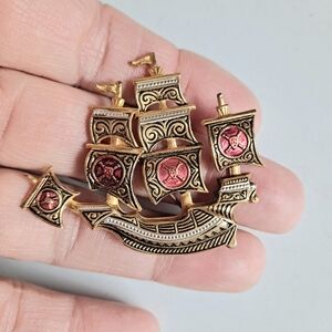 Vintage Spanish Pirate Ship Brooch